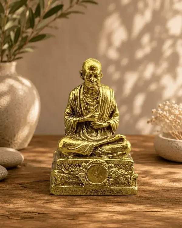 Verguld bronzen Luang Phor Toh monnikbeeld uit Thailand – 6 cm