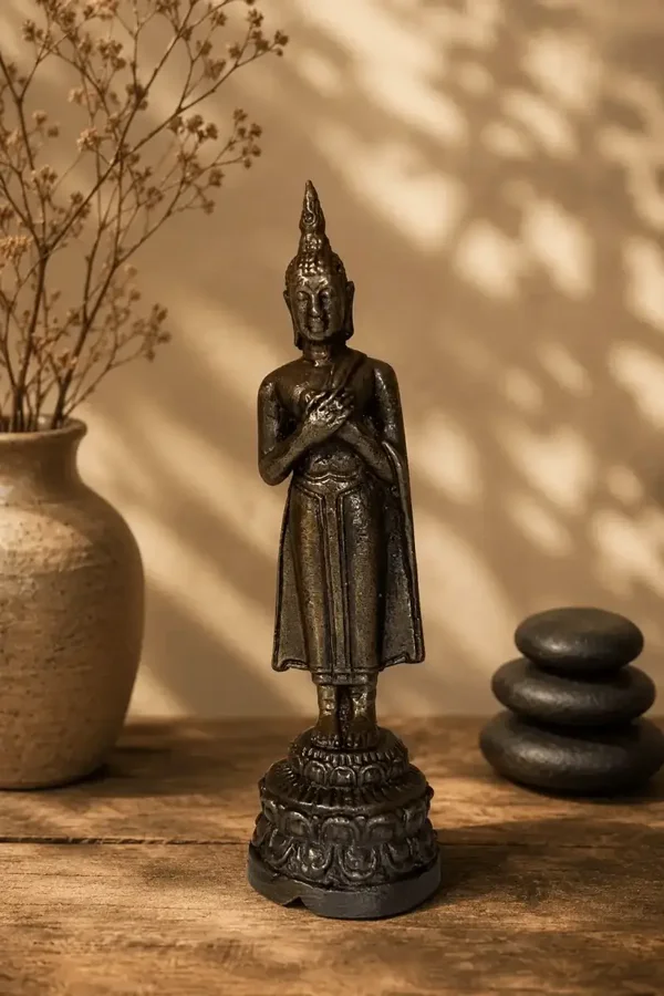 Bronzen Vrijdag Boeddha Pang Ram Phueng Thailand 10,5 cm