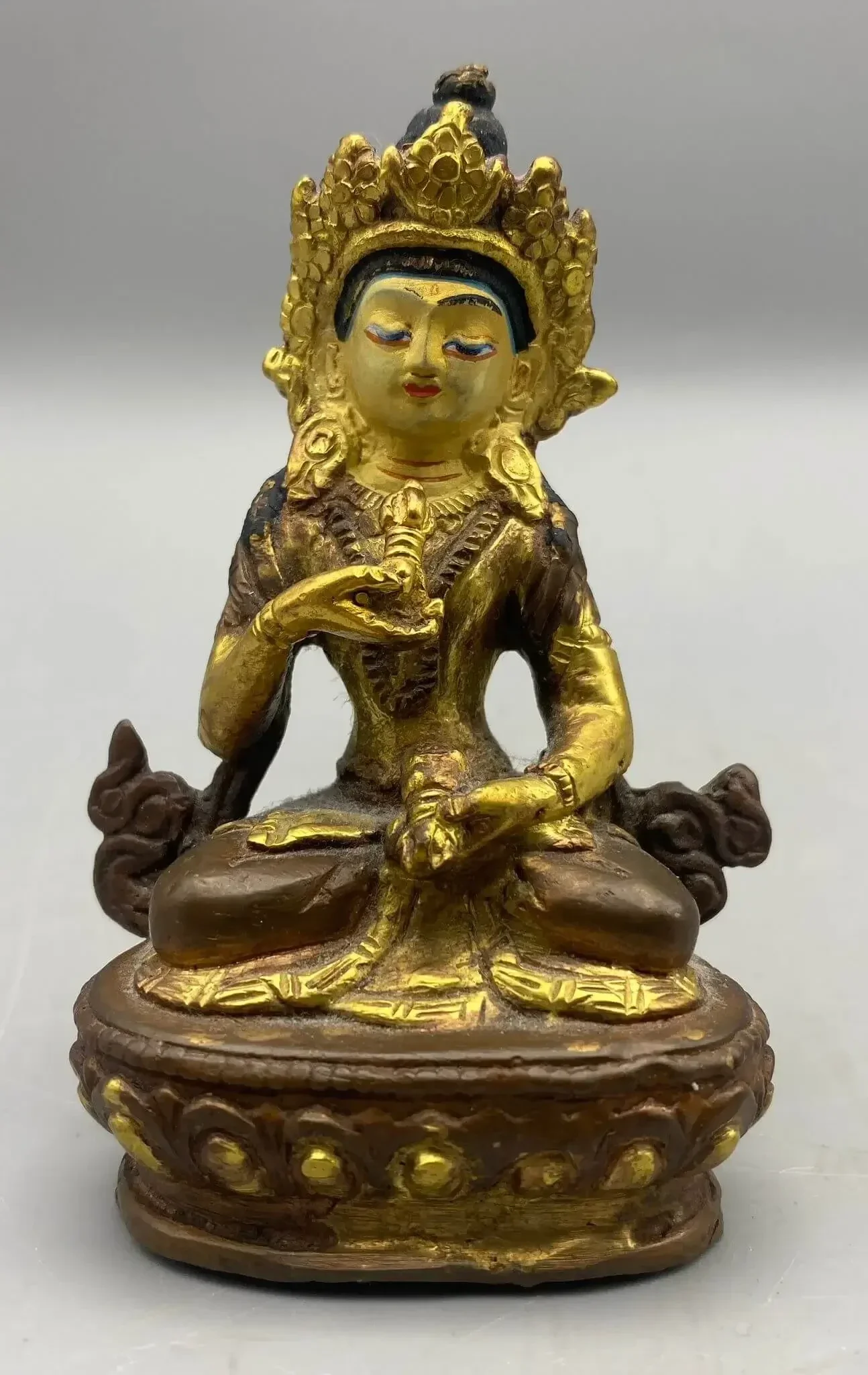 Vintage Goldface Vajrasattva beeld uit Nepal 9,5 cm