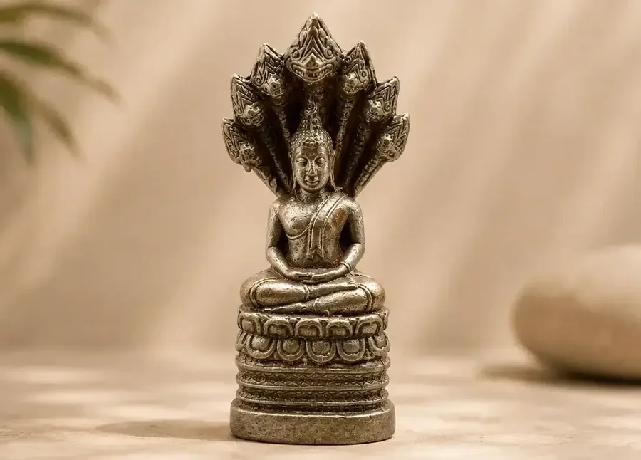 Zaterdag Dagboeddha Pang Naga Prok beschermd door de Naga