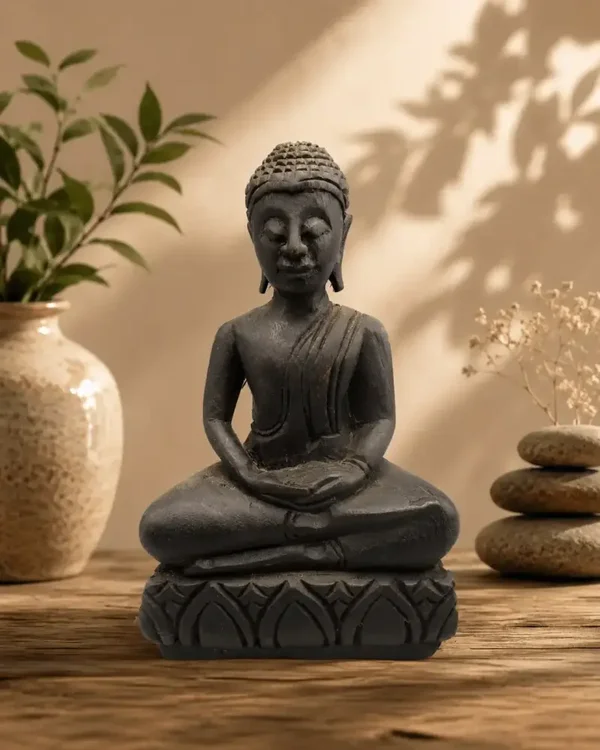 Houten Shakyamuni Boeddha in Dhyana Mudra uit Myanmar – 20 cm