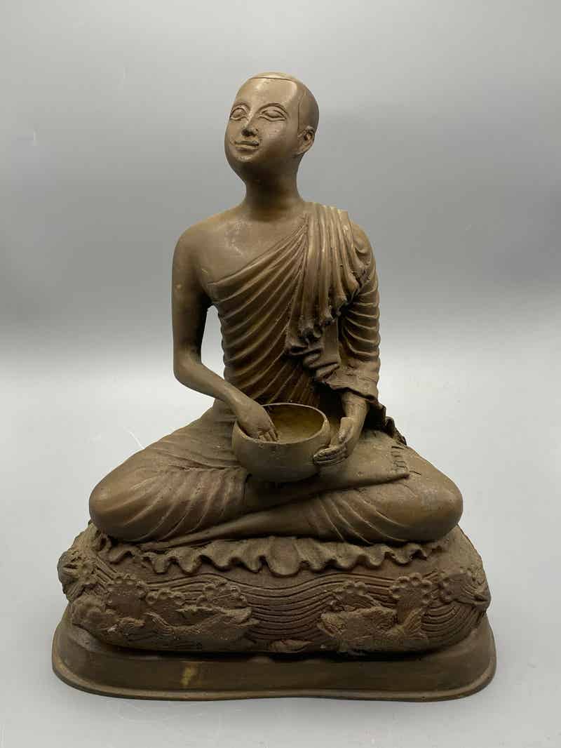 Uniek Bronzen Beeld van Shin Upagutta - Boeddhistische Monnik en Spirituele Beschermer