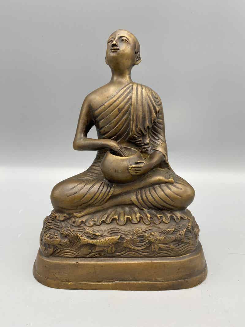 Bronzen Beeld van Shin Upagutta - Spirituele Beschermer met Diepe Symboliek