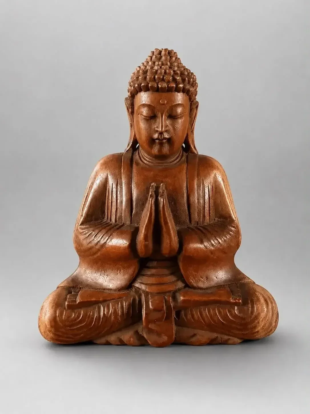 Handgemaakt Namaste Boeddha beeld van suar hout 21 cm