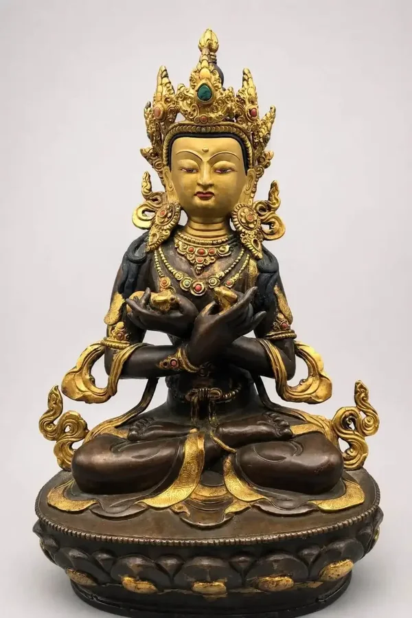Oud Tibetaans Vajradhara Goldface brons beeld