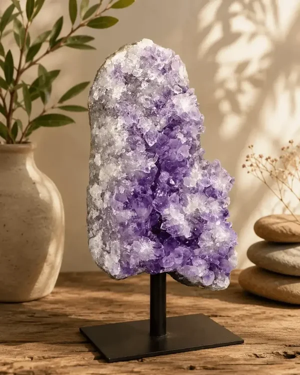 Amethist op standaard uit Brazilië – 18,5 cm en 874 gram