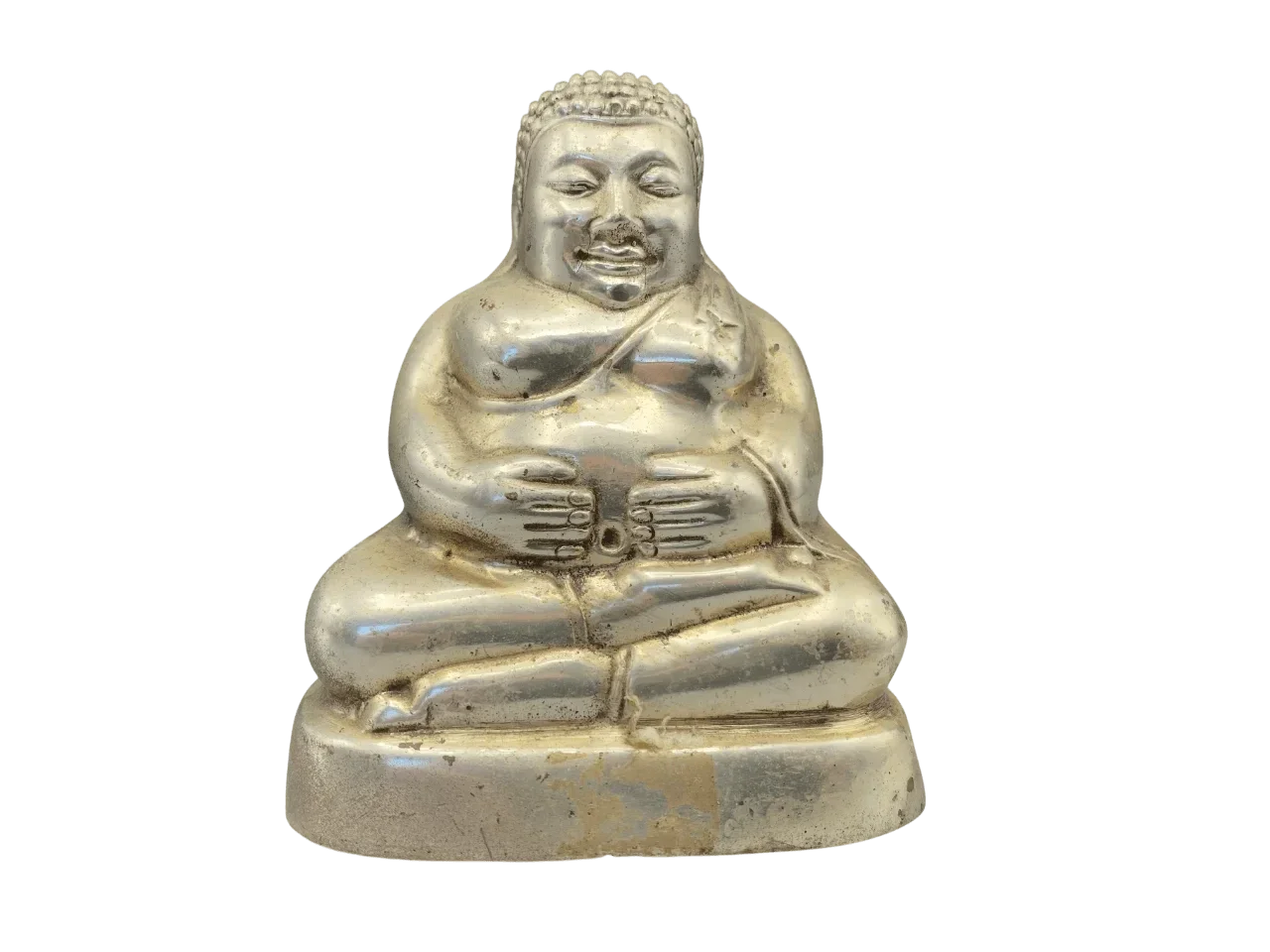 Unieke vintage Sankajai Boeddha beeld verzilverd brons beeld