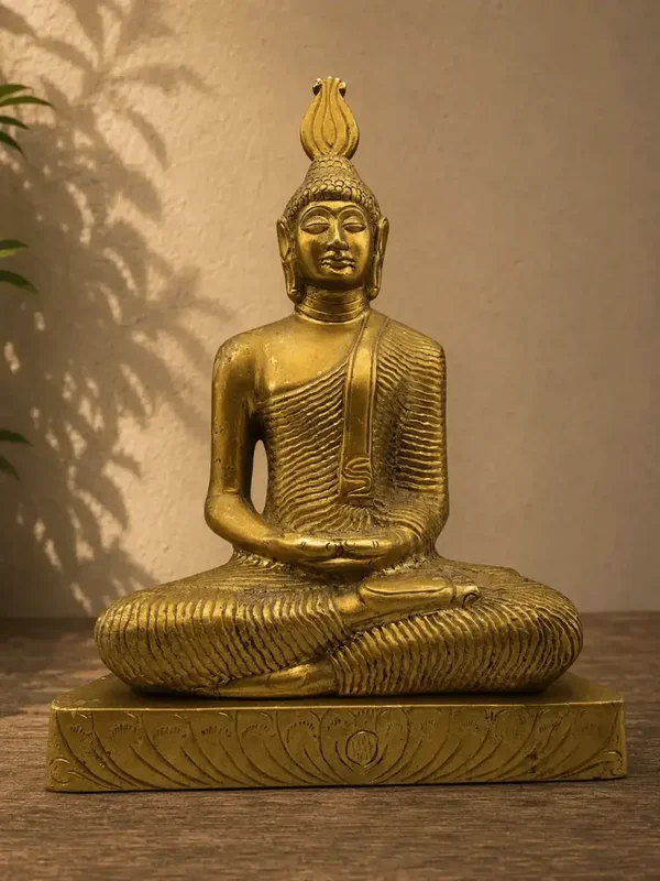 Vintage vergulde bronzen Boeddha uit Sri Lanka Kandyan-stijl