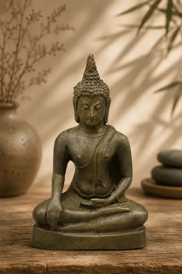vintage bronzen boeddha bhumisparsha thailand