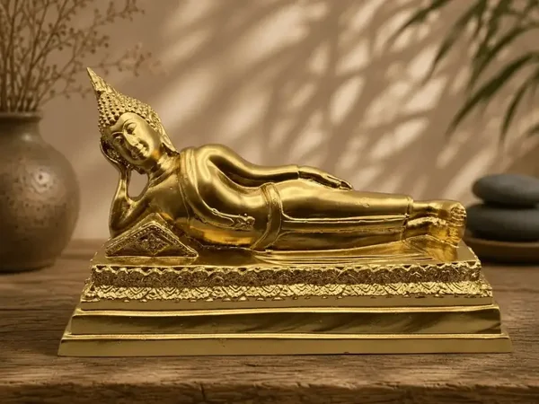 Vintage vergulde Dinsdag Boeddha Pang Sai Yat Thailand 27,5 cm