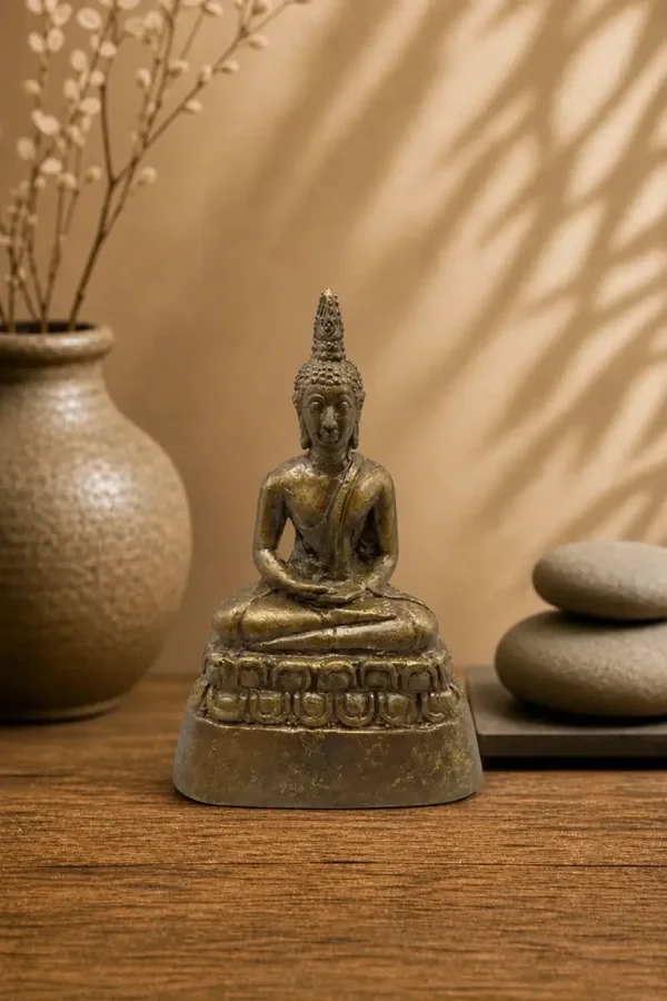 Vintage Donderdag Geboortedag Boeddha Pang Samadhi – Brons – 7,5 cm