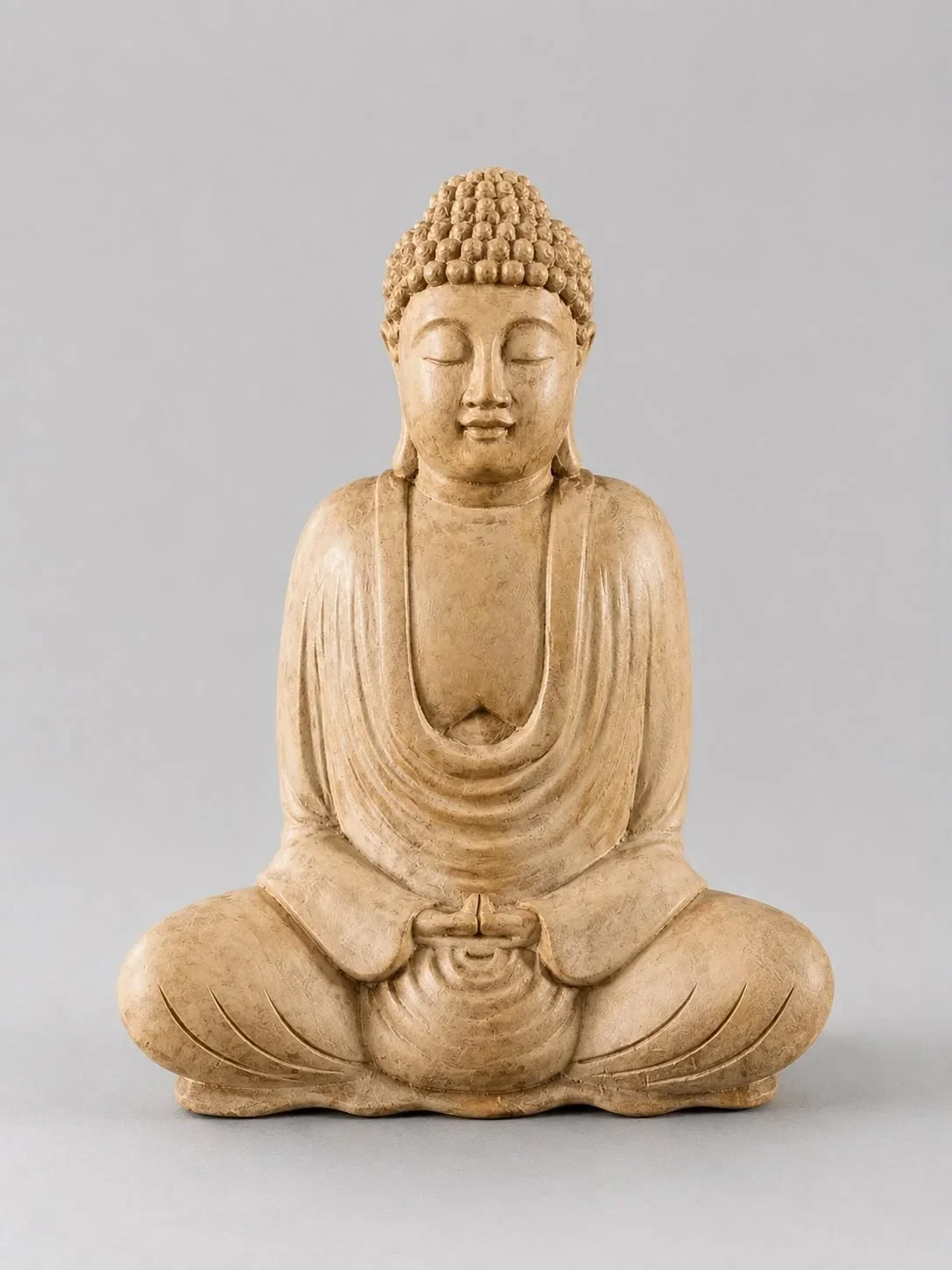 Houten Boeddha beeld meditatie wit 21 cm