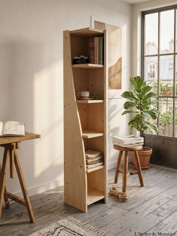 Meuble Colonne Design en Bois Massif Fait Main – H 130 cm