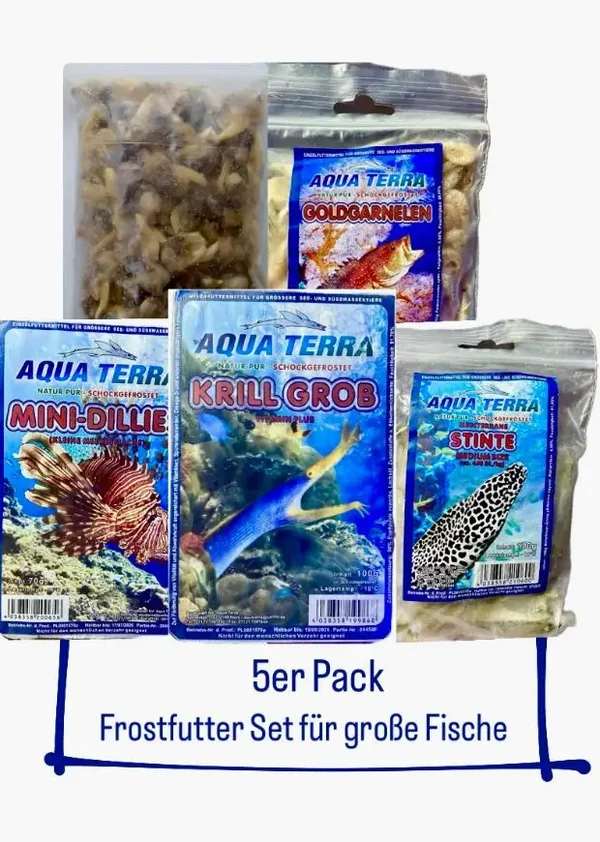Frostfutter Set - 5er Pack - für große Fische Fischfutter-Set