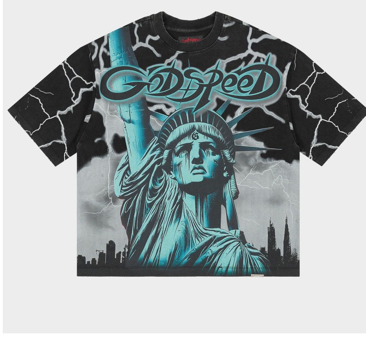 GODSPEED VOLTAGE WOLF GREY WASH BLACK T-SHIRT