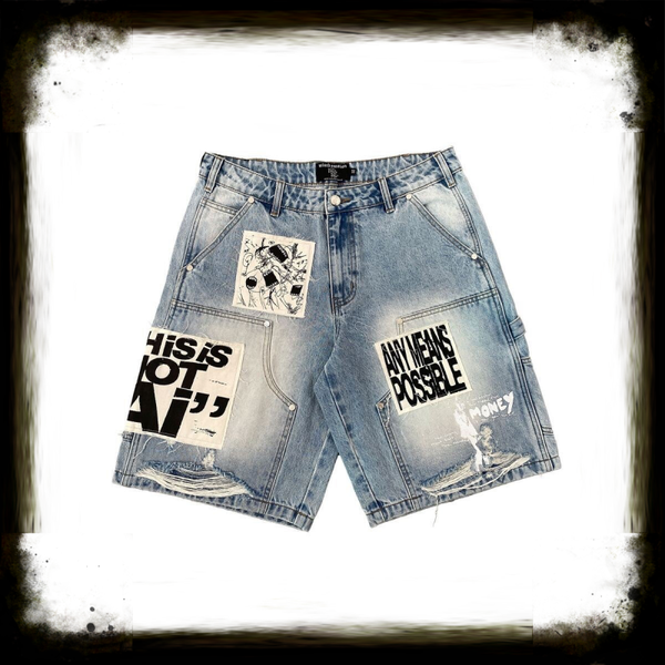 Blue “AI” Denim shorts