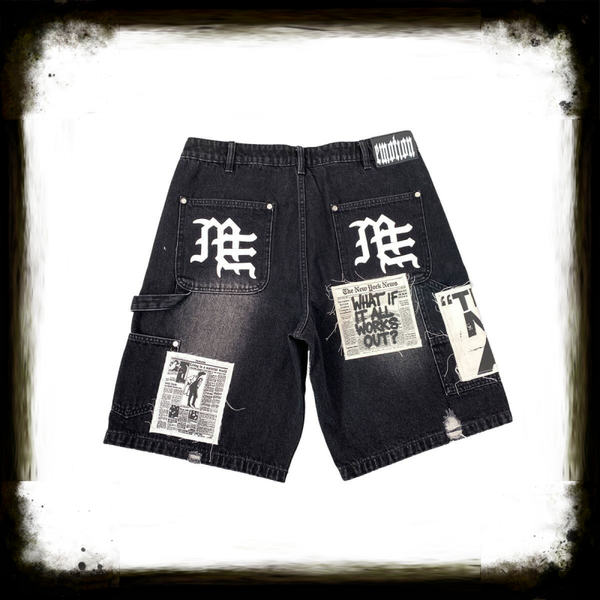 Black “AI” Denim shorts