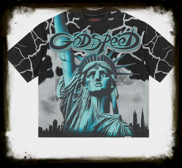 GODSPEED VOLTAGE WOLF GREY WASH BLACK T-SHIRT