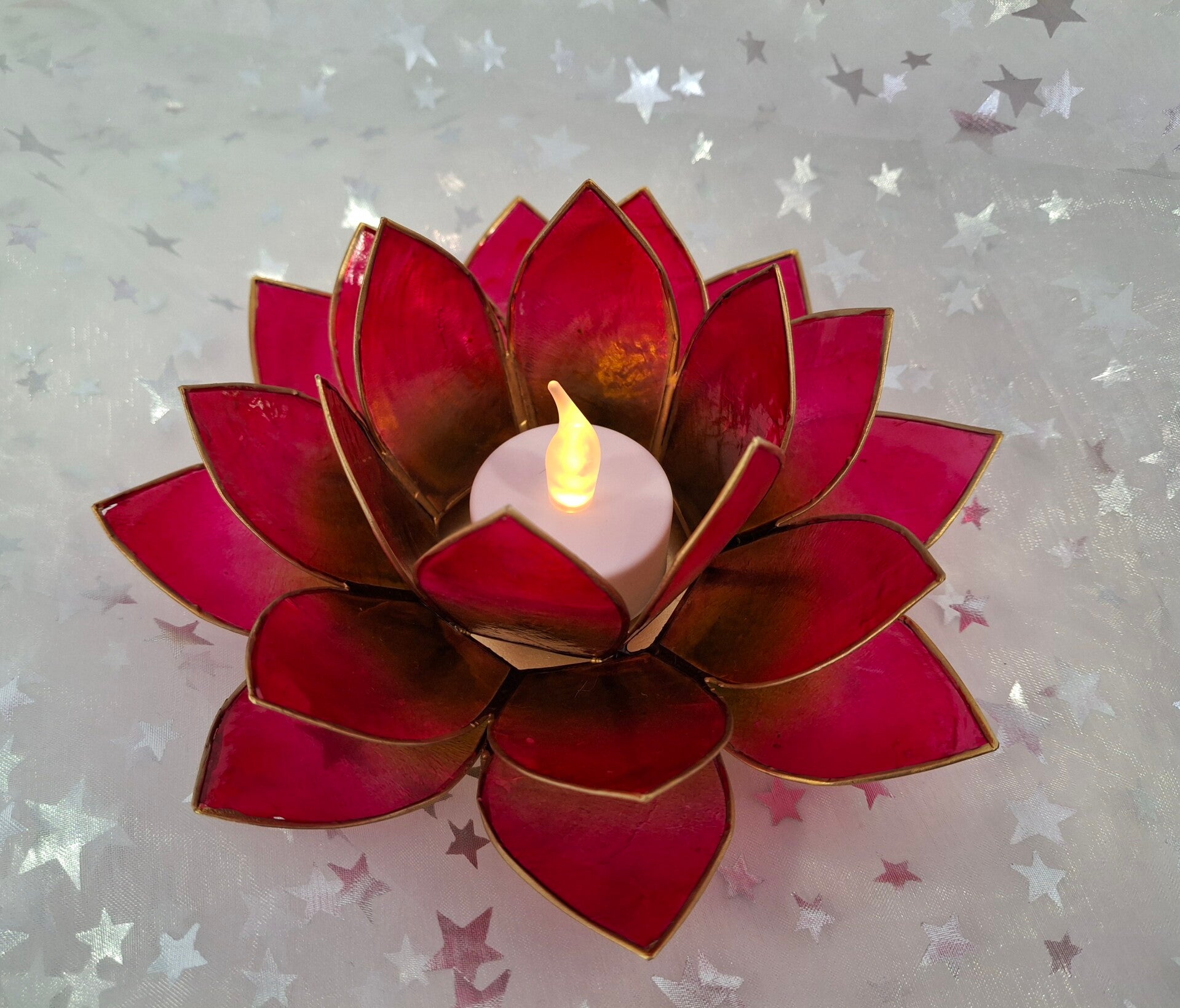 Lotus Teelichthalter pink/gold 12001