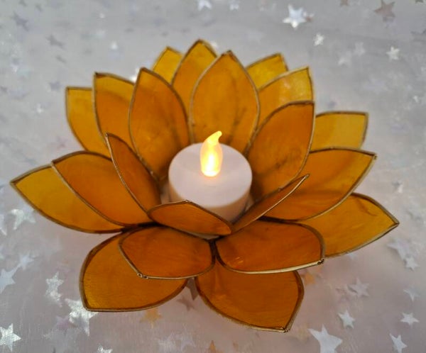 Lotus Teelichthalter gelb/gold 12001