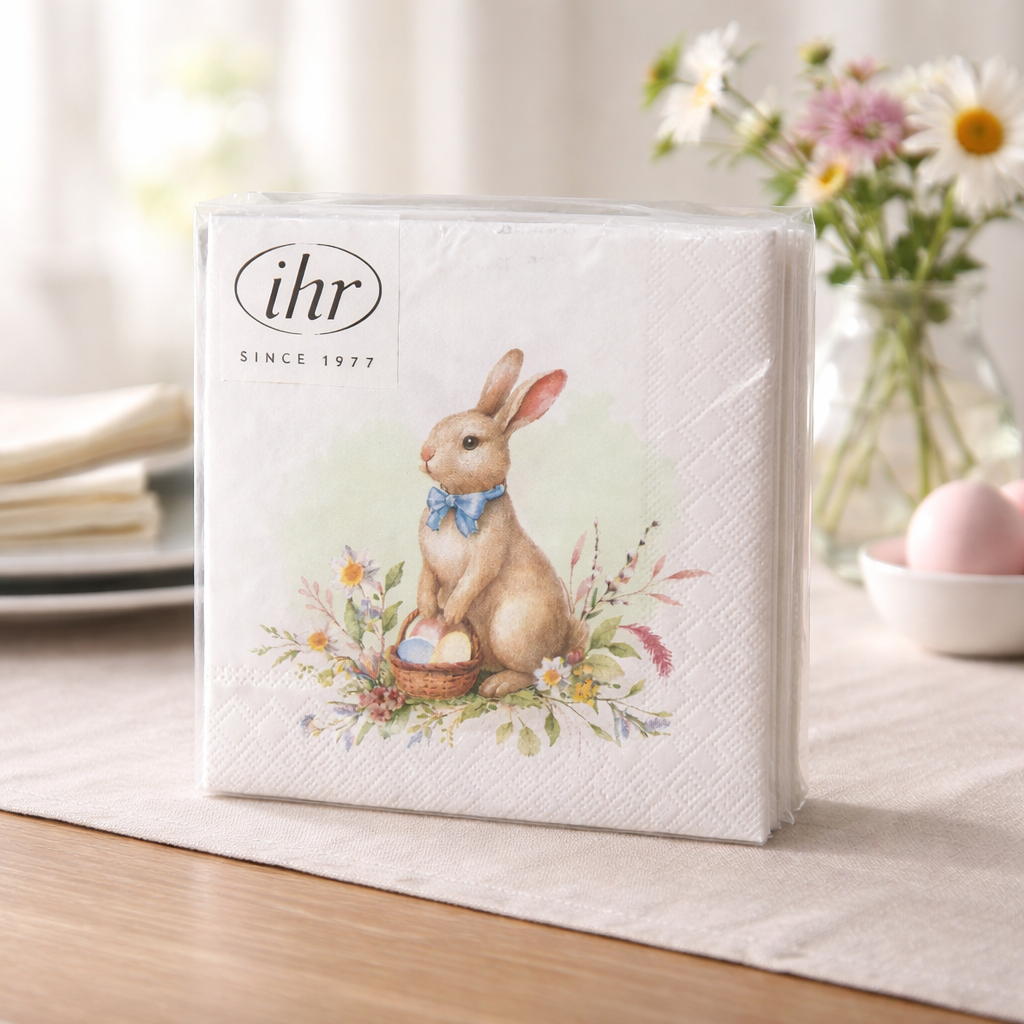 Ihr Servietten klein Osterhase mit Körbchen