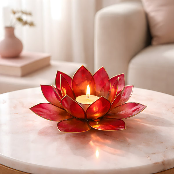 Lotus Teelichthalter pink/gold 12001