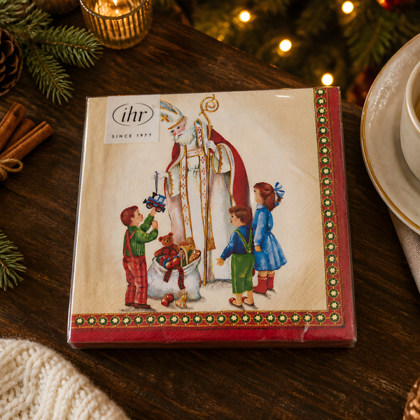 Servietten Nikolaus mit Kinder groß von Ihr