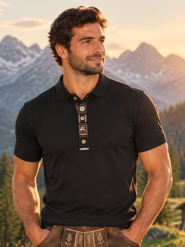 Trachten Polo Modell 428031 schwarz