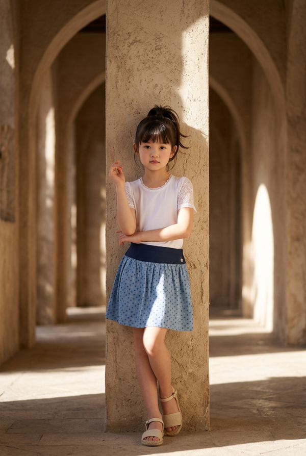 Kinder Trachtenrock hellblau 9970