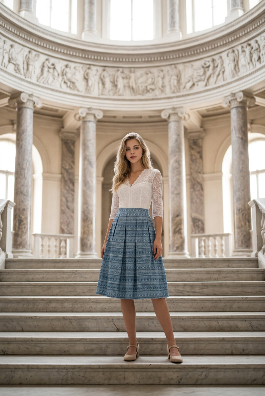 Trachtenrock blau 14437