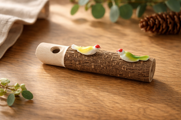 Kuckuckspfeiferl mit 2 Vogerl grün und gelb