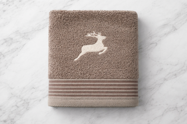Duschtuch Braun mit Hirsch 47873