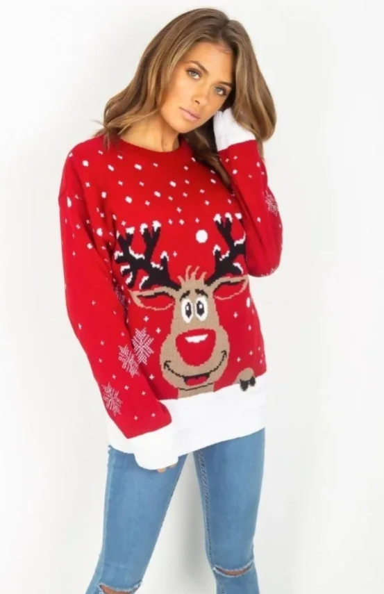 Weihnachtspullover rot 6234