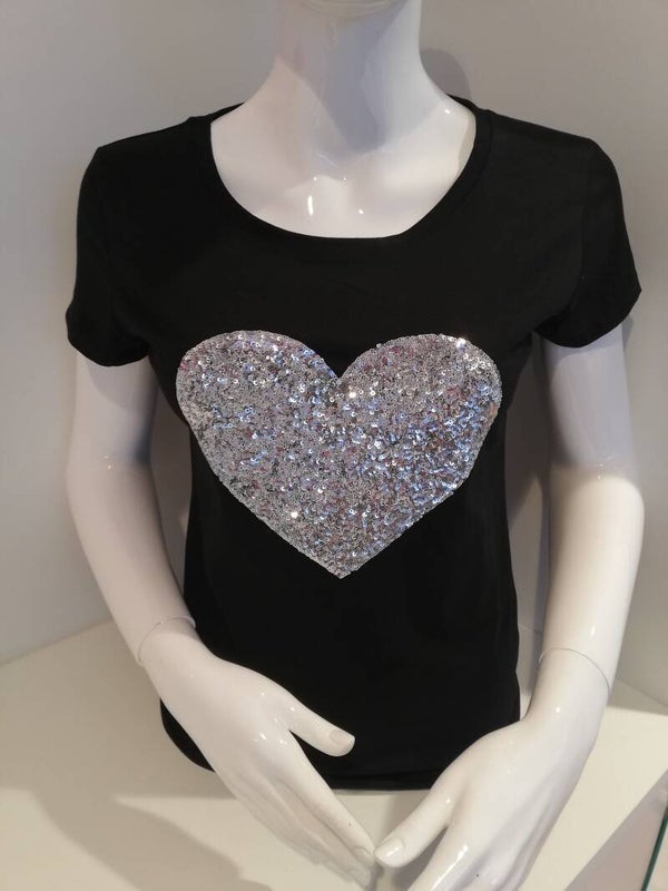 Shirt mit Paillettenherz