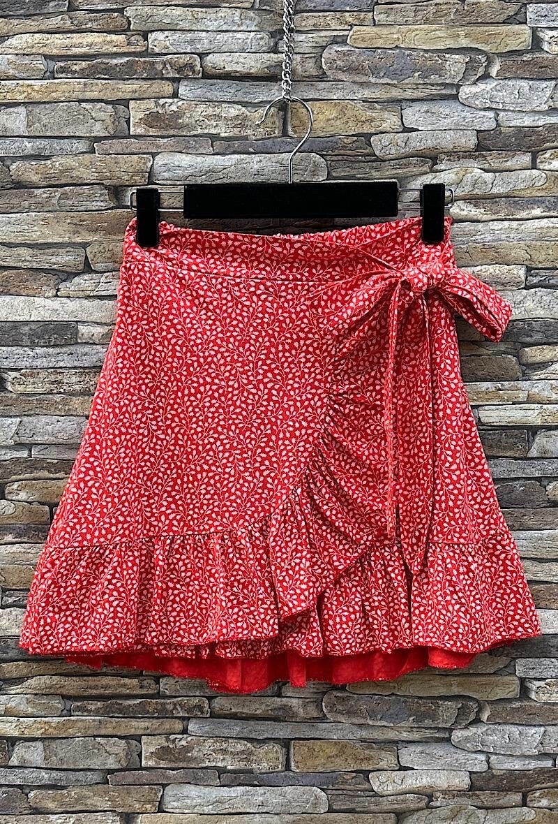 Rock mit Rüschen rot 21078