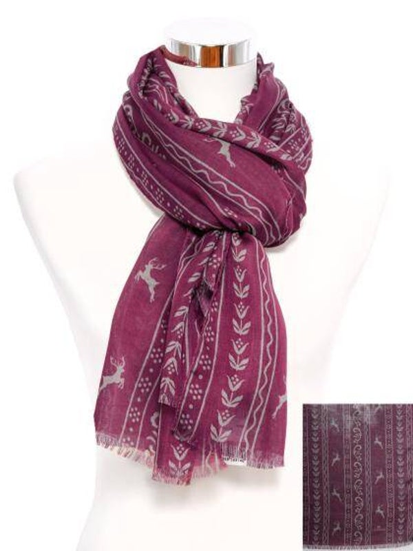 Schal Hirsch/Blumenranken 6626