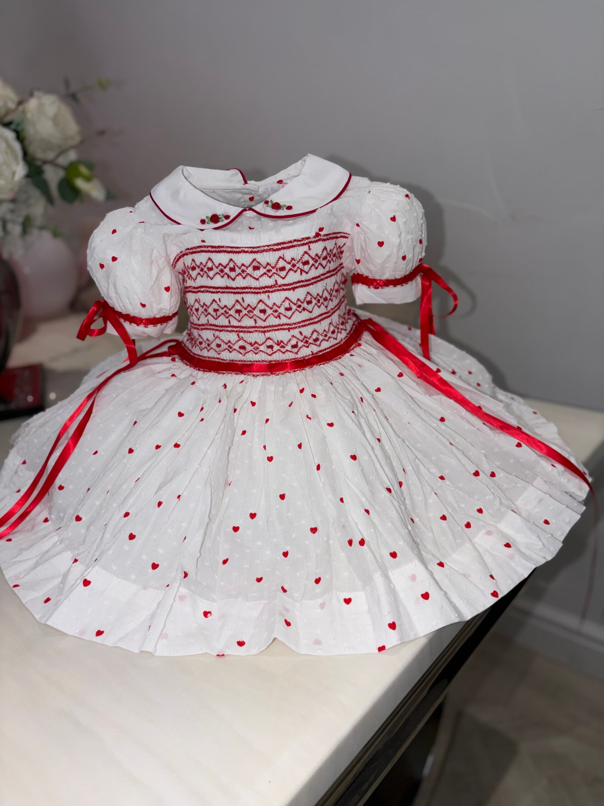 Red Swiss Dot Smock