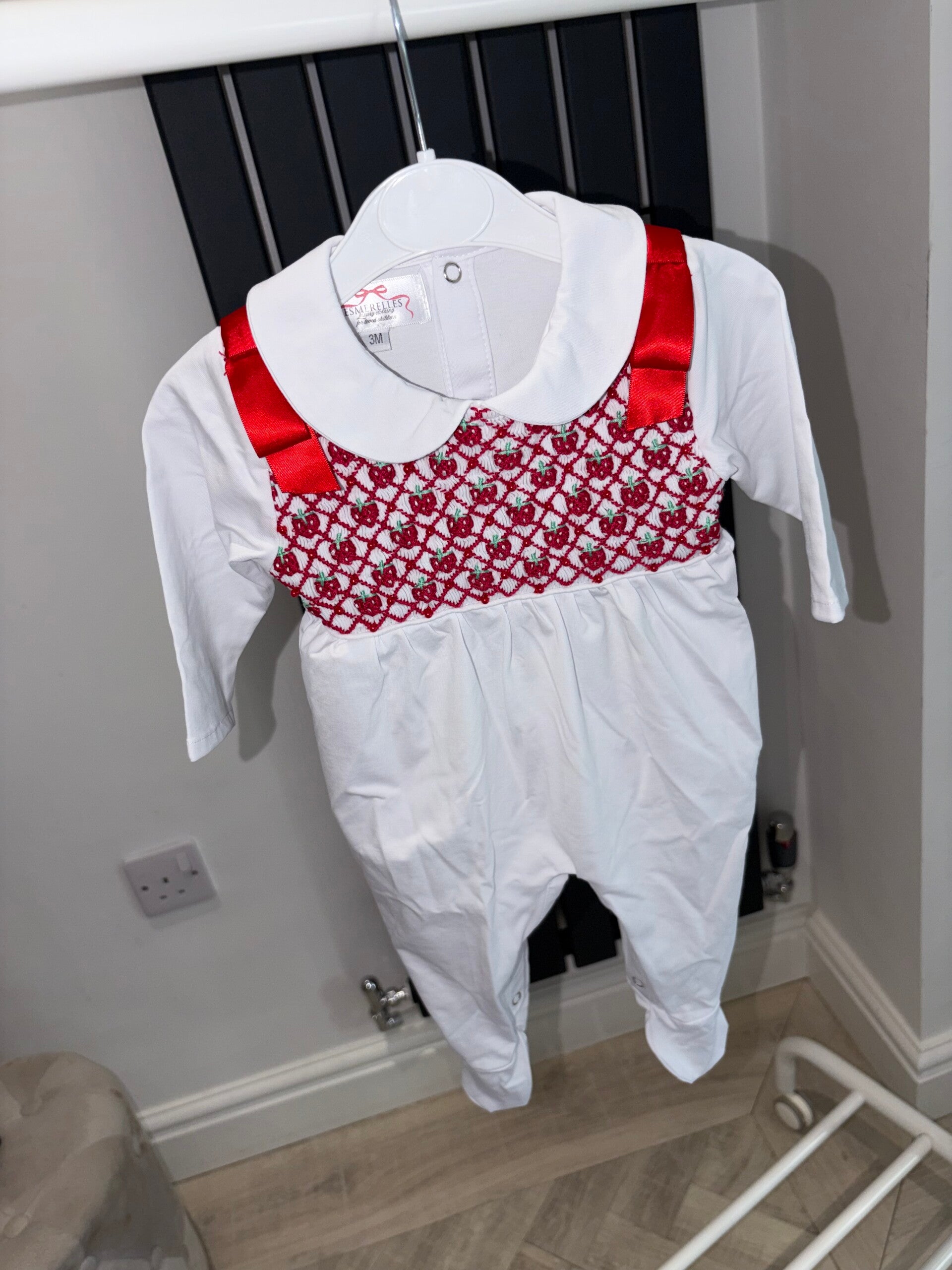Strawberry Smocked Babygrow