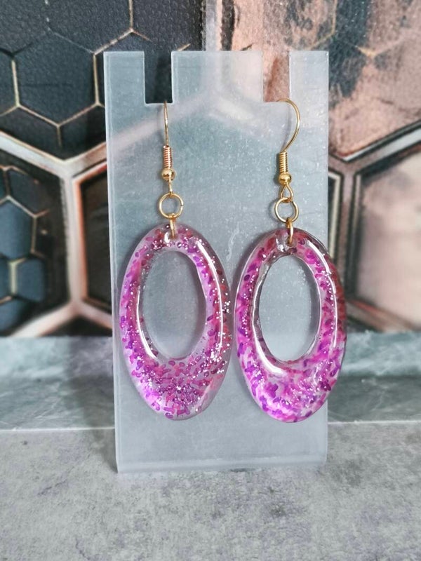 Pink Stardust Hoops