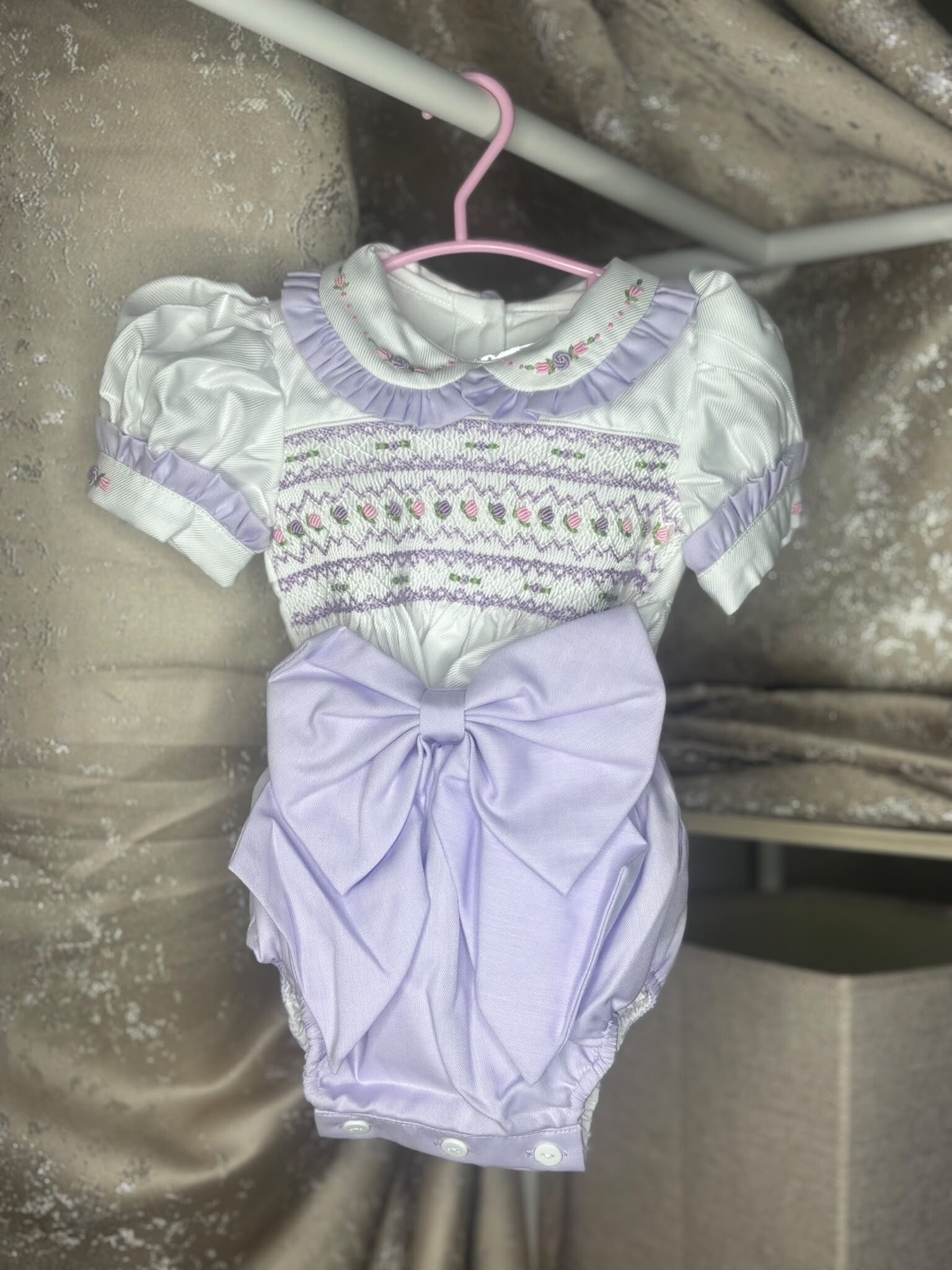 Lilac smocked romper