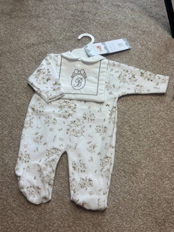 Beige floral sleepsuit