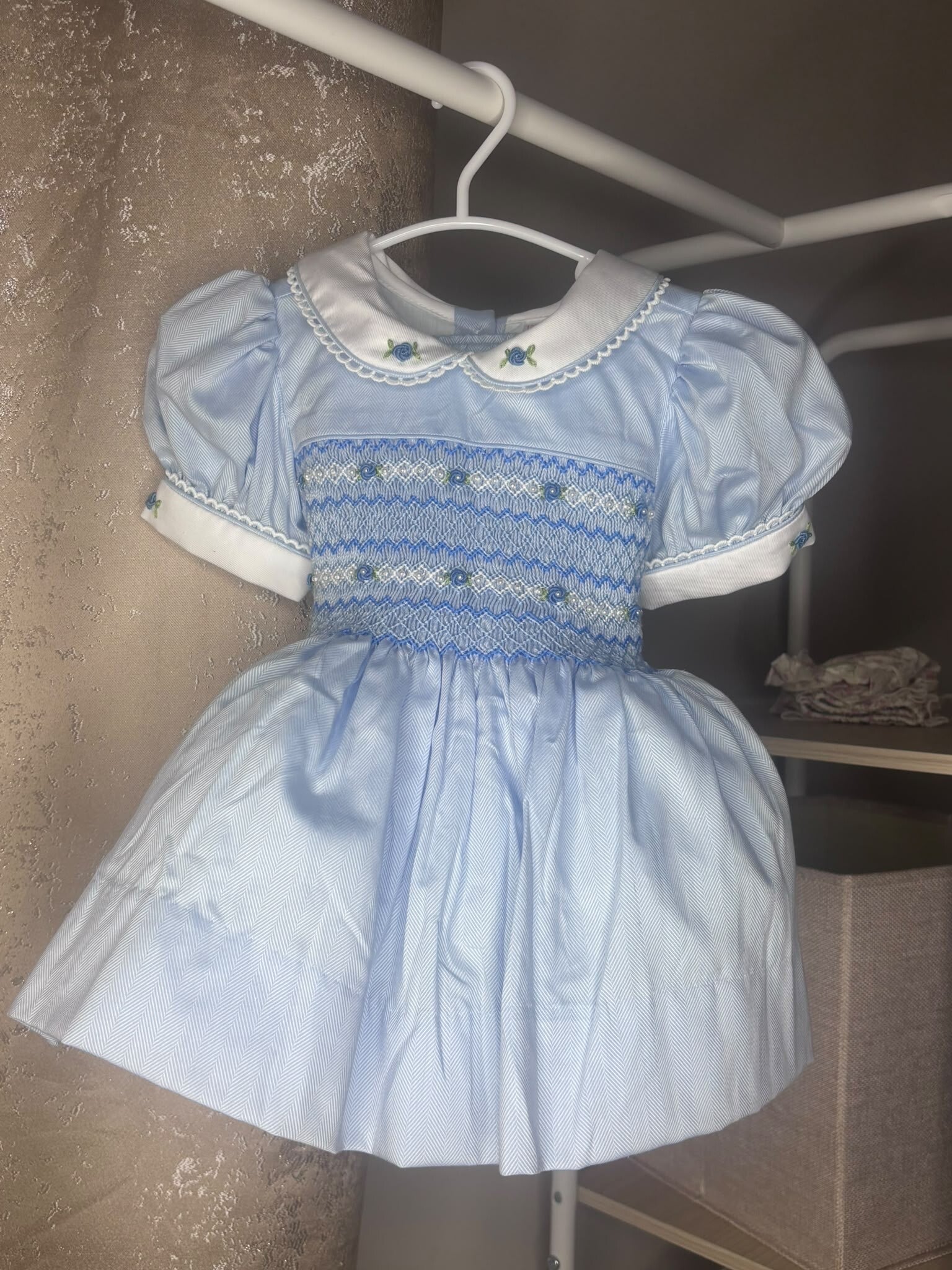 Blue on blue smocked dress