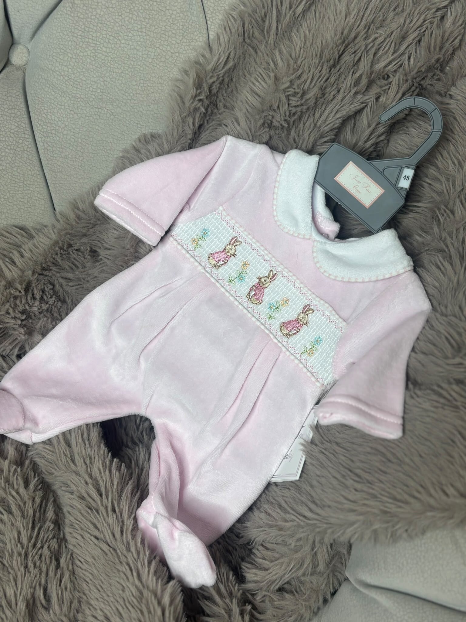 Tiny baby rabbit sleepsuit