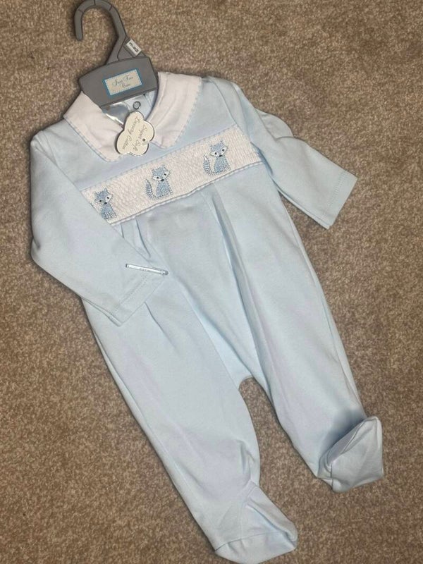 Baby boys Fox smocked sleepsuit