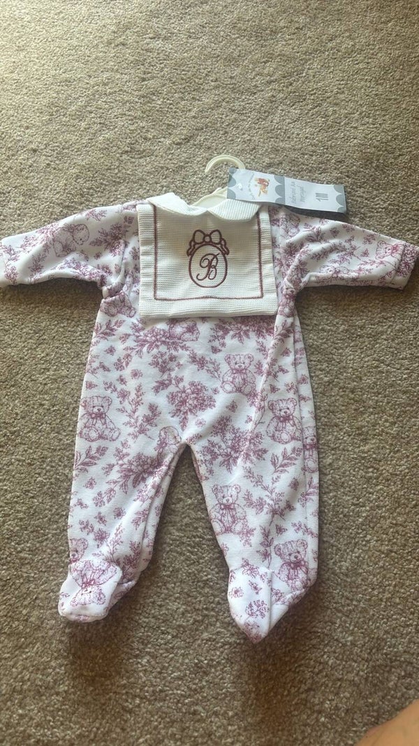 Bear sleepsuit in pink