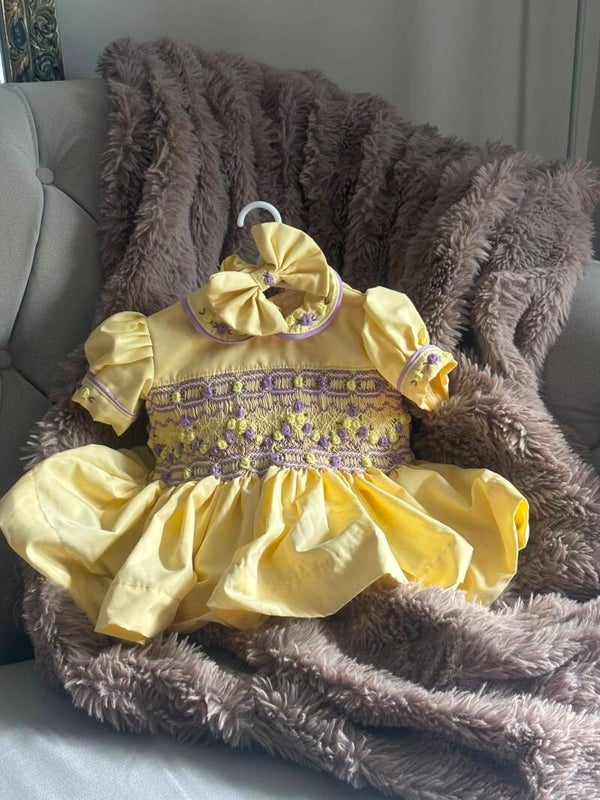 Yellow and purple smock dress