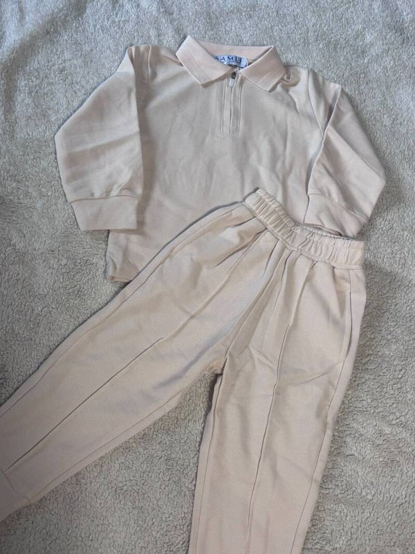 Beige boys smart tracksuit