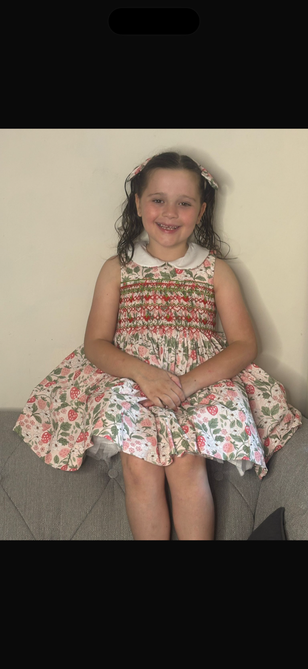 Strawberry Blossom Hand-Smocked Dress