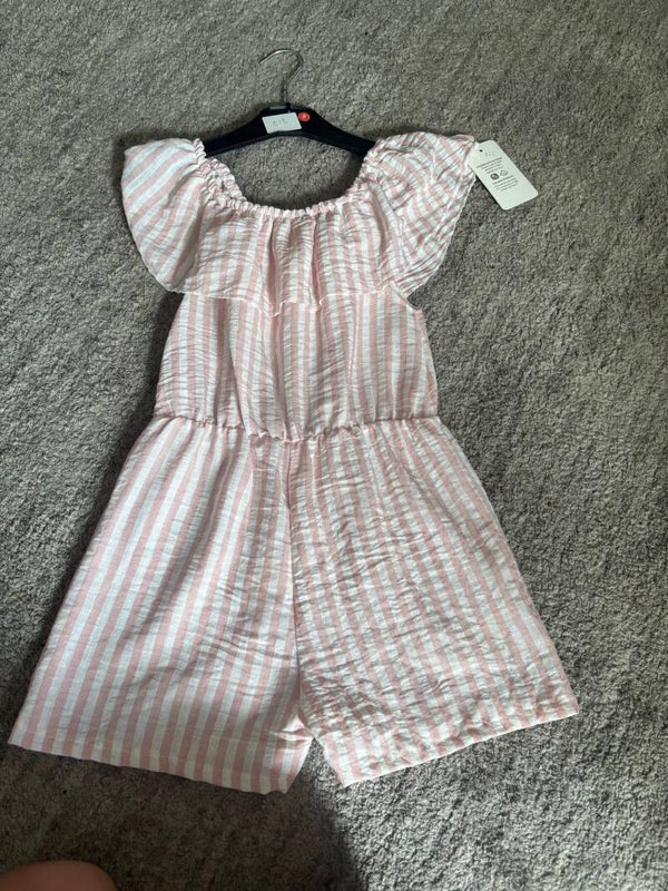 Pink striped playsuit