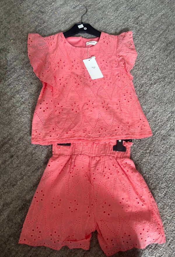 Coral shorts and tshirt set